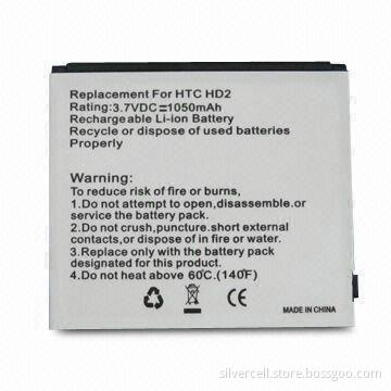 PDA Li-ion Battery for HTC Touch HD2 with 1,050mAh Capacity, OEM or ODM Orders Welcomed